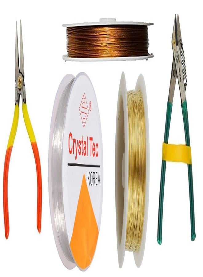 BestUBuy Gear Wire Tiger Tail, Copper Wire, Elastic Wire Clear, End Clasps (Barrel Lobster) with Tools(Cutting Bending) for Jewellery Making - Image 3